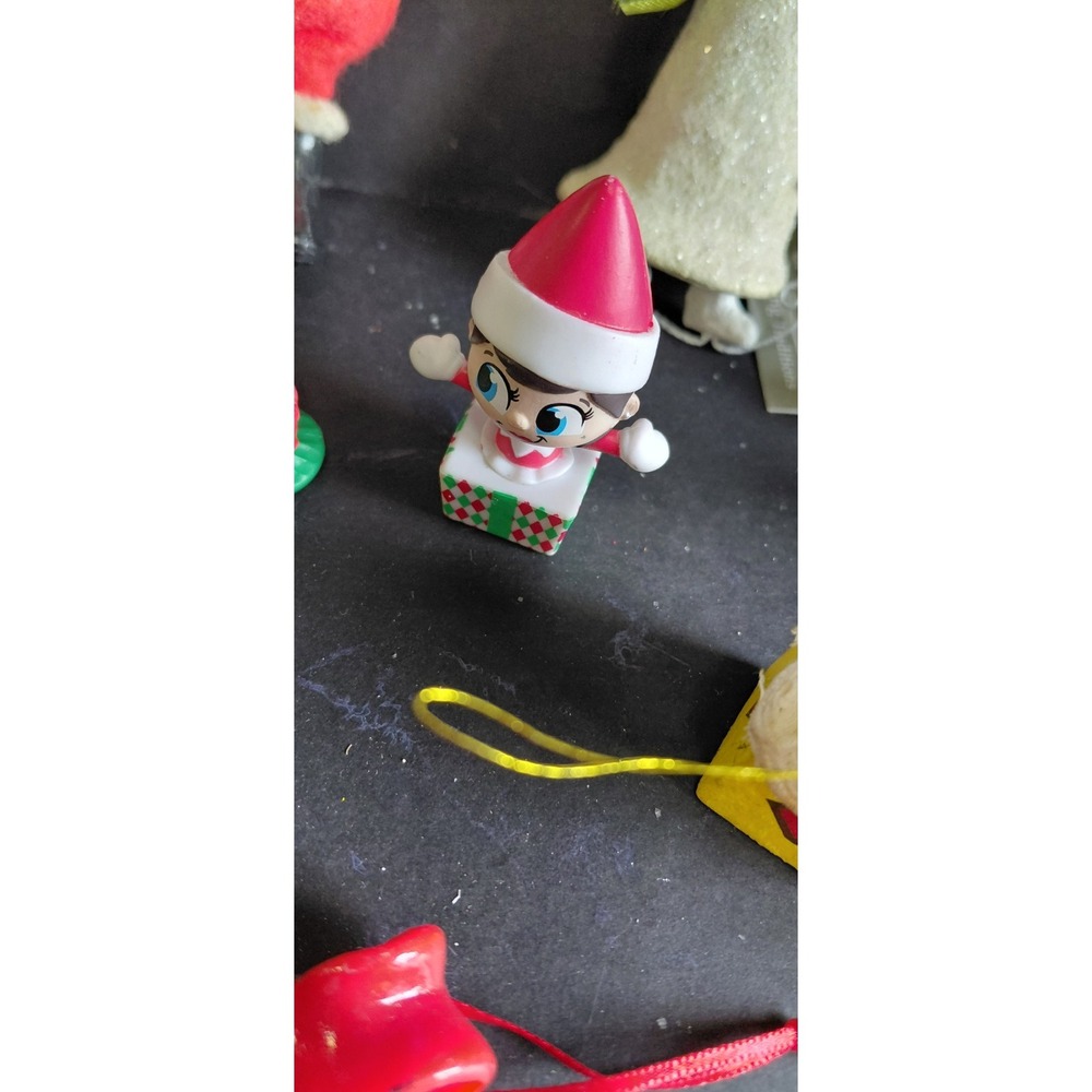 vintage midcentury flocked felt Santa doll Collection ornament Christmas Holiday - Picture 6 of 12